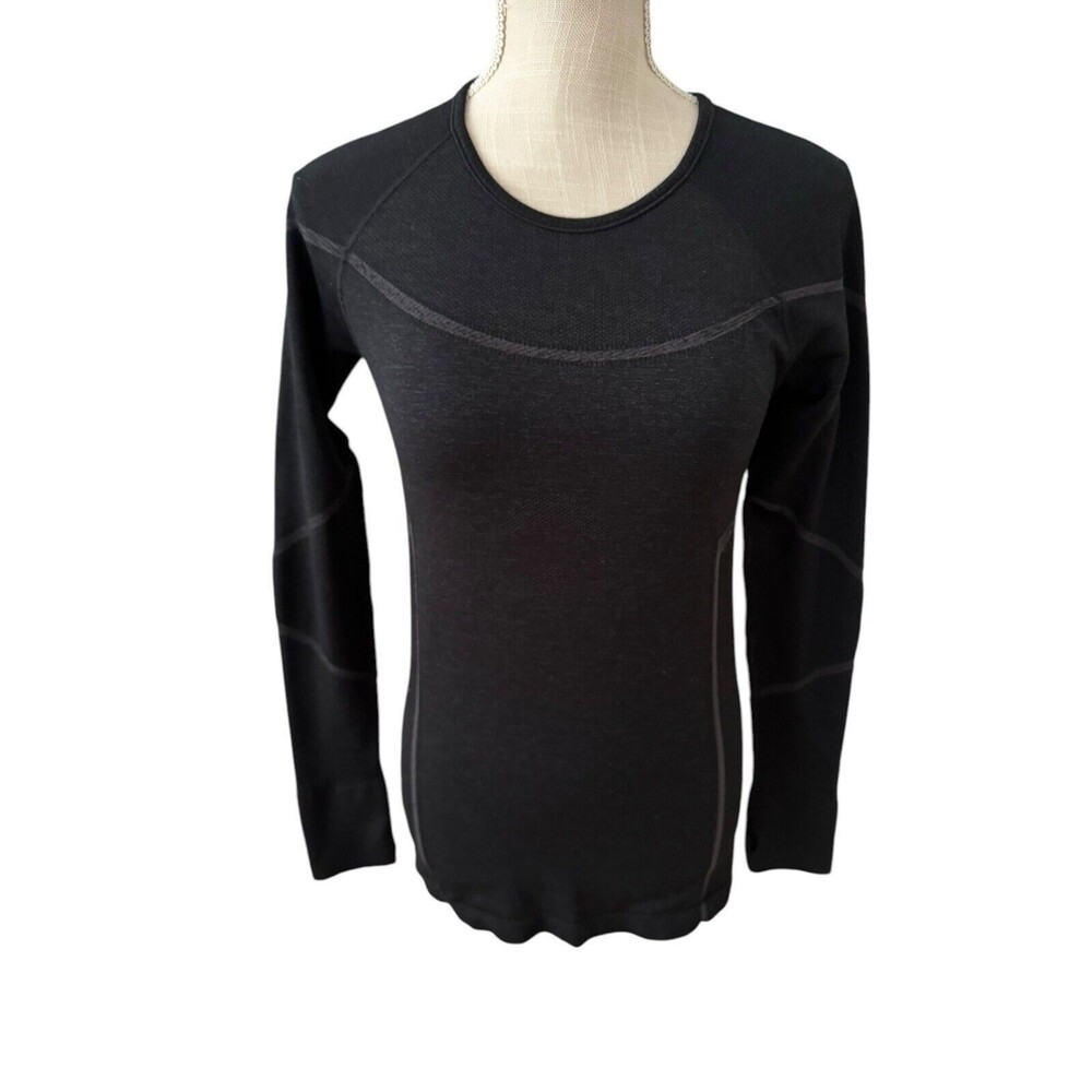 Athleta Women’s Black Embodiement Long Sleeve‎ Workout Tee Size Small 242858